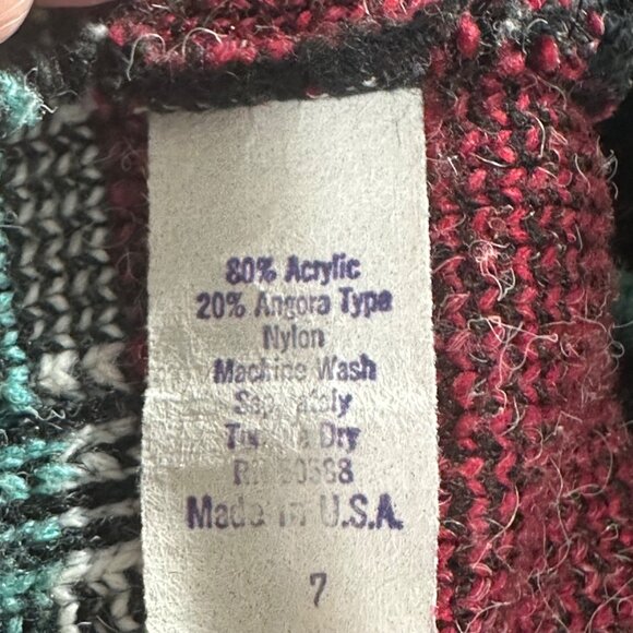 Vintage Maggie Lawrence Collection Sweater Womens 7 Aztec Print Made In USA - Picture 5 of 7
